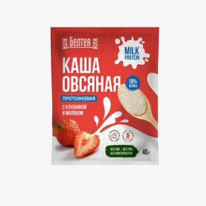 Кашка овсяная протеиновая с клубникой и молоком